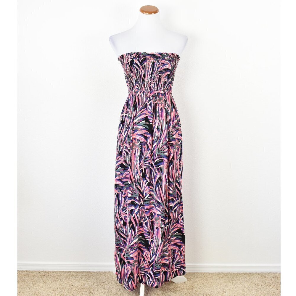 Evereve Hadley Strapless Maxi Dress Palm Print - XS